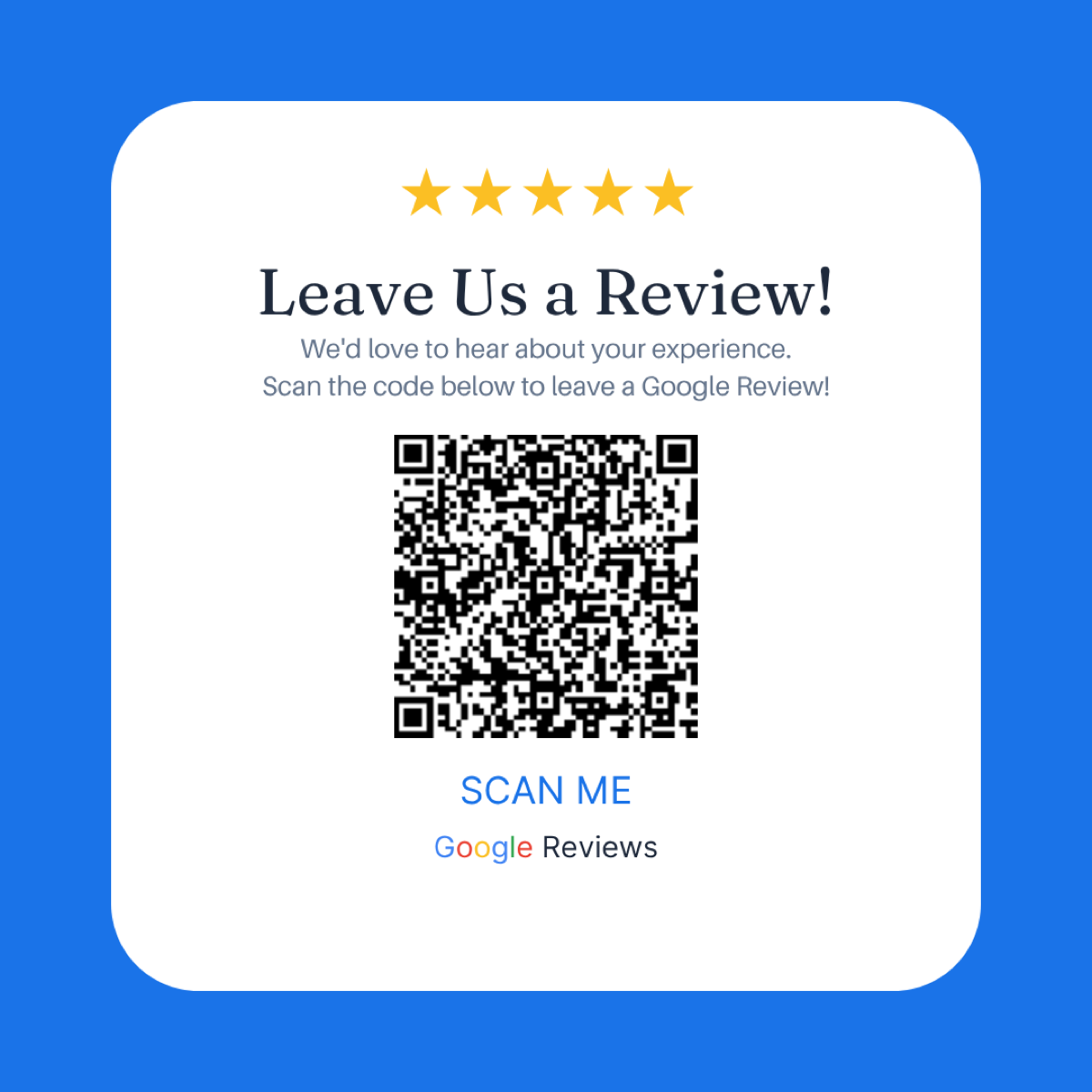 English Google Review QR code flyer