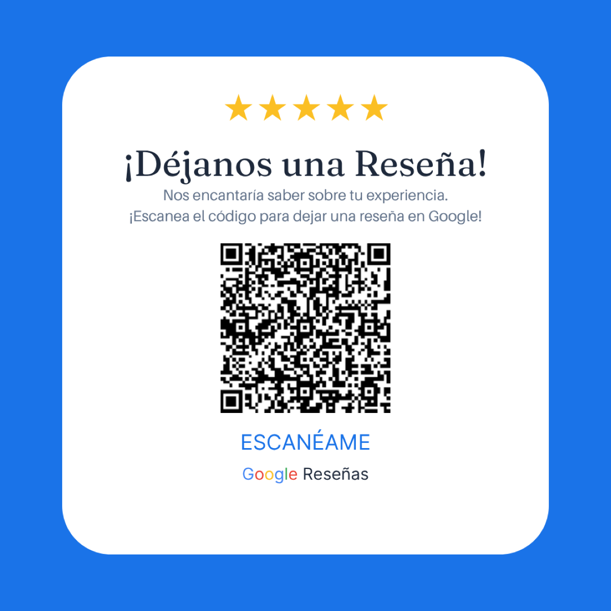 Spanish Google Review QR code flyer