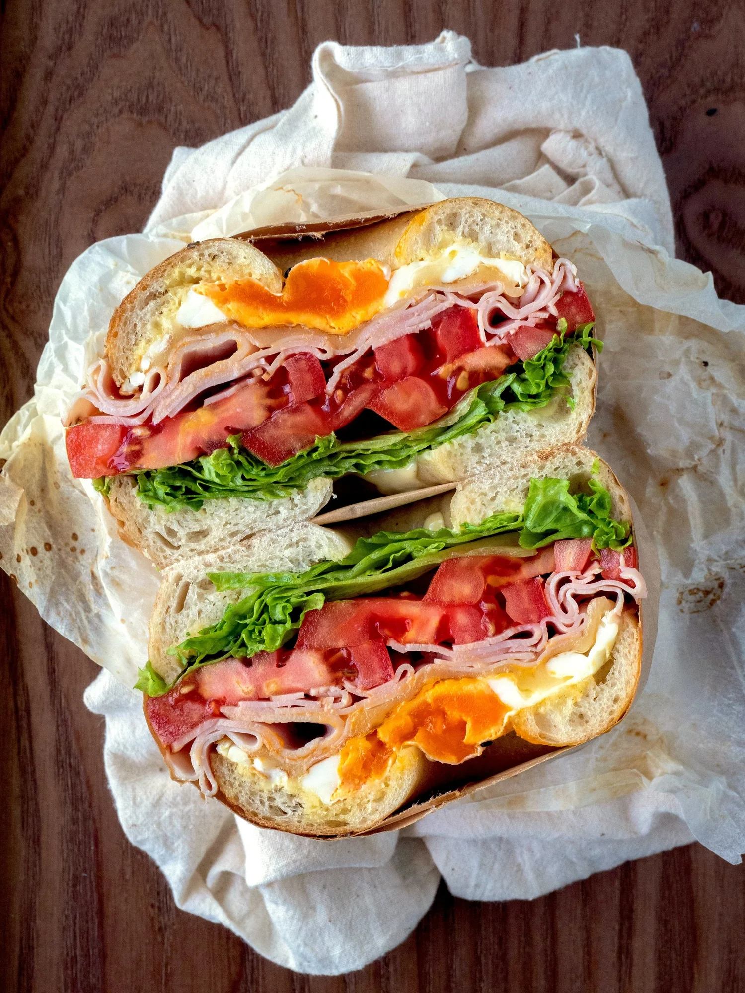 Cross section of a deli sandwich